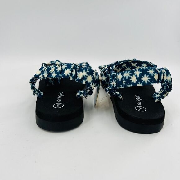 Cat & Jack Kids Girls Navy Blue Floral Platform Sport Sandals Size 2 - Picture 9 of 11